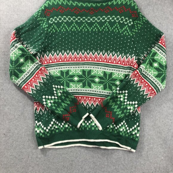 Ugly Christmas Sweater Cow Size M Mooood Funny Holiday Knit Party 3-D Bell Green - Picture 2 of 7